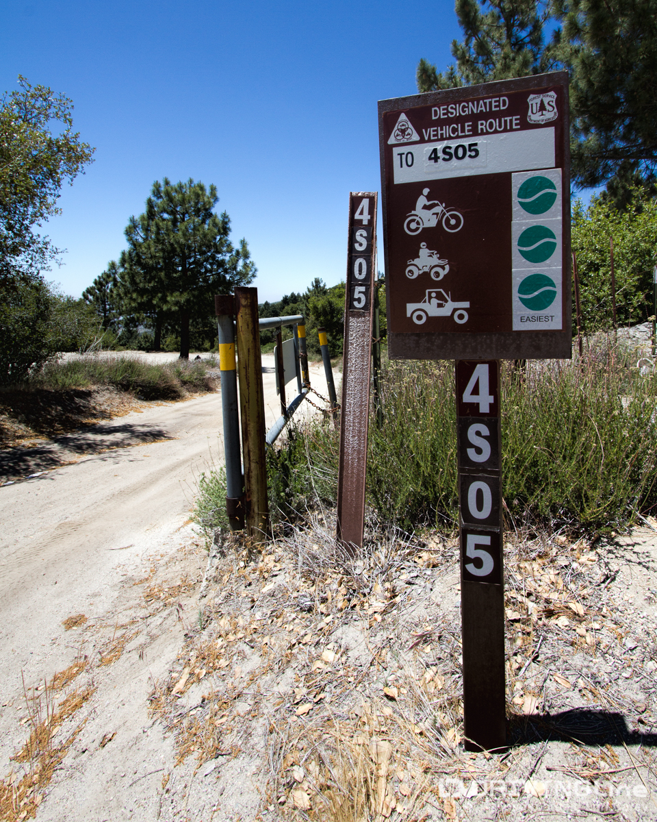 Trail sign marking Forest Route 450S in the San Bernardino National Forest
