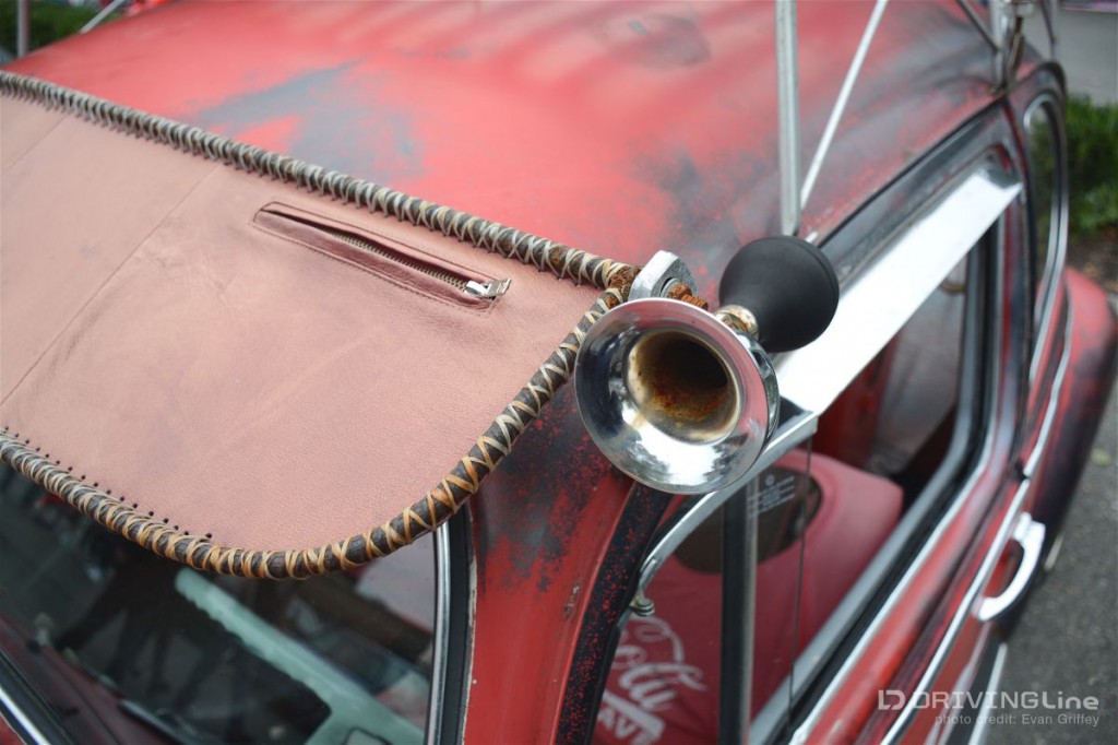 The stitched leather visor and squeeze horn and the Bug’s patina made it a real scene-stealer.