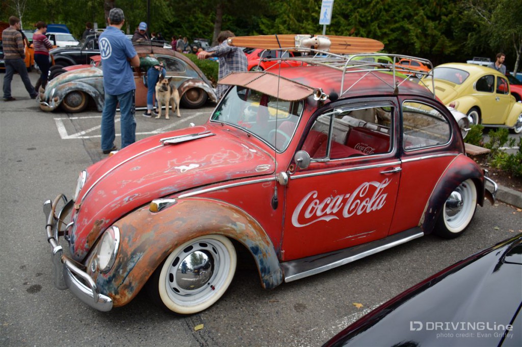 Our favorite car in the lot at the Fall Fling was this Coca Cola themed rat bug. The hunkered stance and wide white walls really set the stage for the rest of the vehicle. 