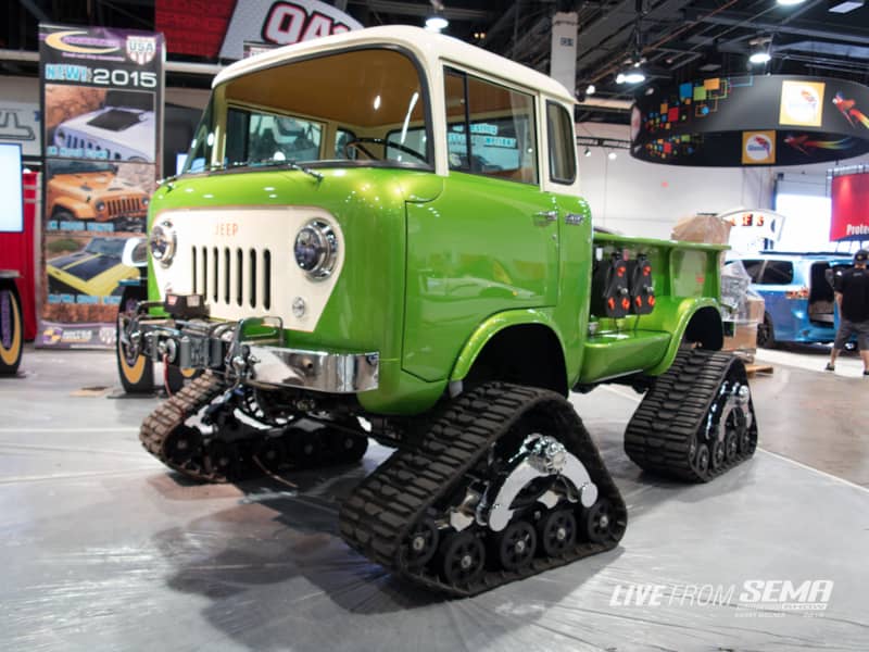 Daystar has built some clever displays in the past, like having a rolled Jeep in their booth to give people a better look at their products. This year they had a Hemi-powered JK with nitrous and paddle tires, but people barely noticed because the Wrangler was parked next to this beast. Daystar fully restored this rare Forward Control and stuffed a Hemi engine under the passenger compartment, and then topped it with Mattracks to make it even wilder.
