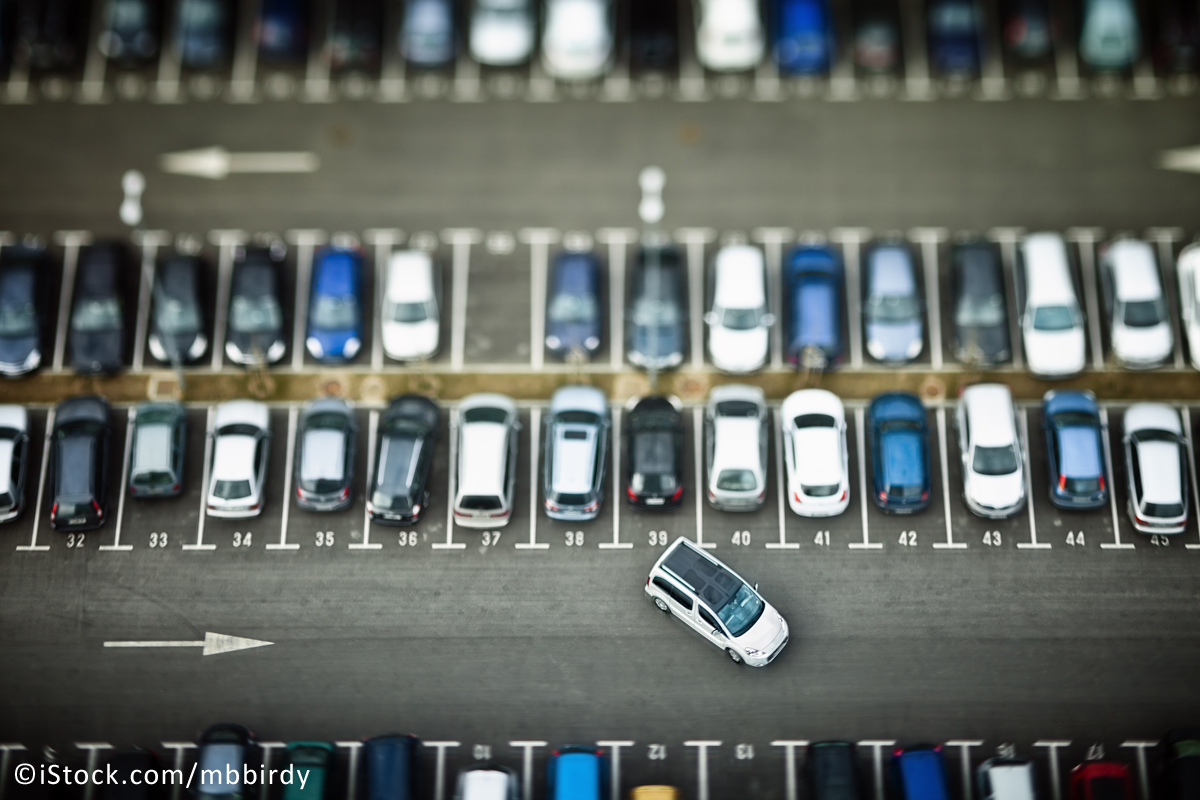 Cars on parking place from above