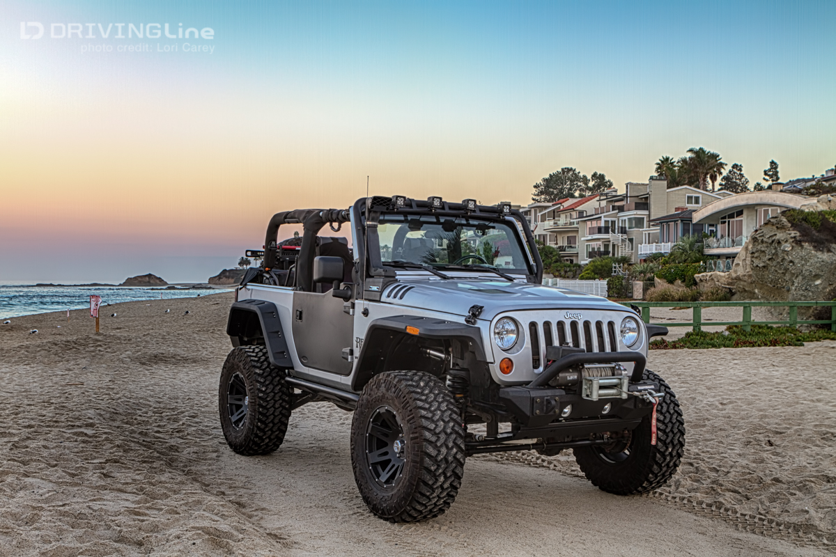 Topless Jeep at the beach, sunrise