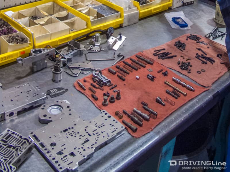 Engine parts on a table