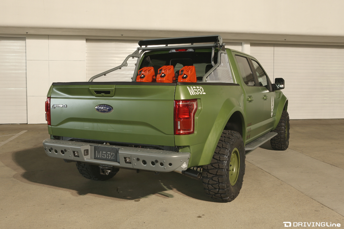 The Ford F-150 Halo Sandcat is a one-of-a-kind vehicle inspired by Halo’s United Nations Space Command vehicle design. The F-150 Halo Sandcat started as a 2015 Ford F-150 Lariat SuperCrew 4x4 with 3.5-liter EcoBoost® engine and FX4 off-road package. To turn the truck into the Sandcat, Galpin Auto Sports added an arsenal of modifications to give it a United Nations Space Command militaristic style that Halo fans will instantly recognize.