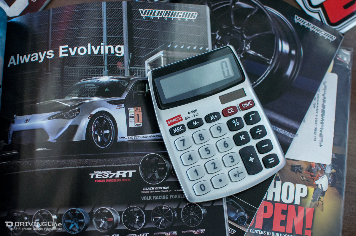 Calculator on top of magazine spread