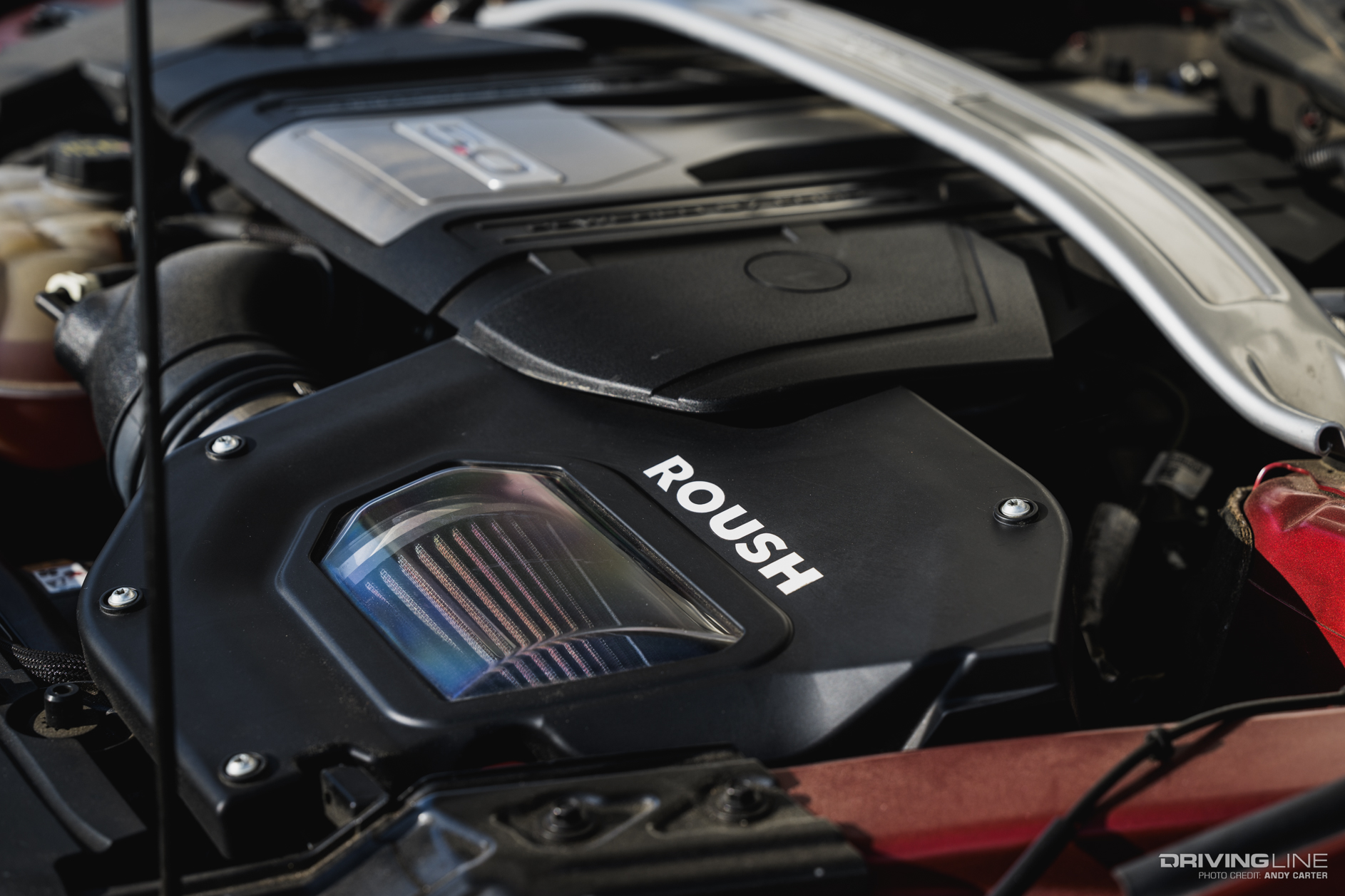 Bagged S550 Mustang GT with Roush intake