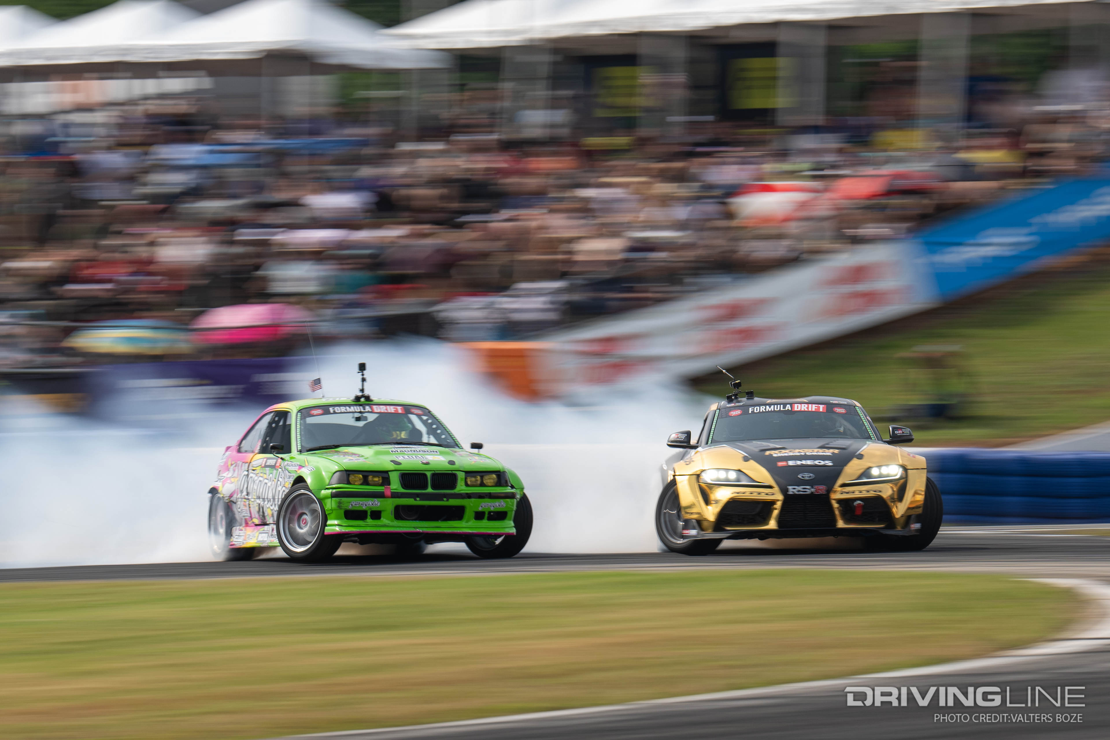 Fredric Aasbo tandem drifting against Rome Charpentier at 2023 FDATL