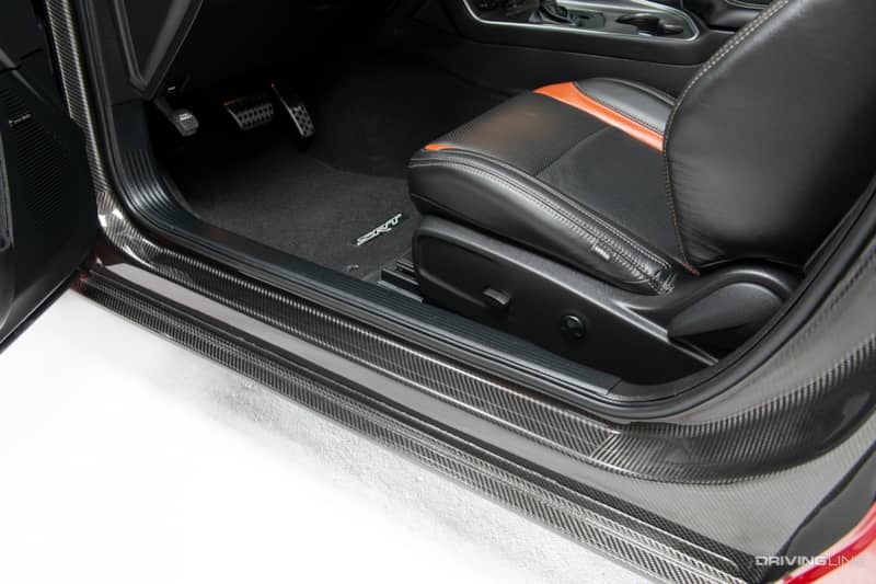 carbon fiber detail on door jambs of ExoMod D69 Daytona