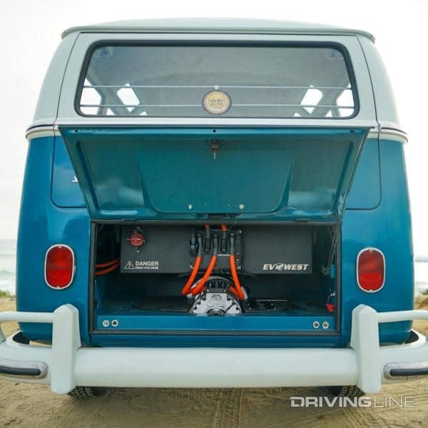 VW Camper Van EV rear motor open