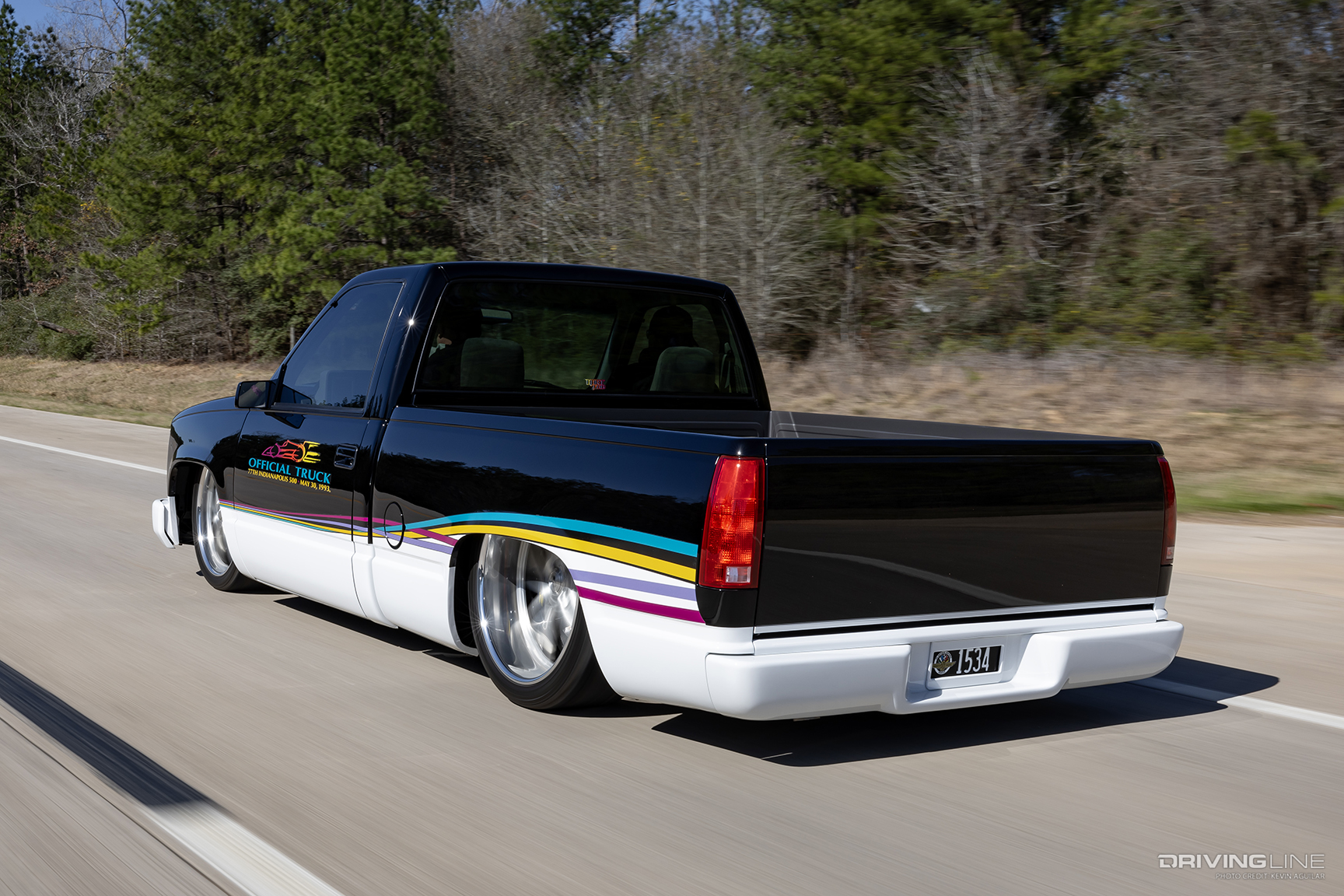 Rear Rolling Shot of Jeff Volker's 1993 C1500 Indy 500 Pace Truck