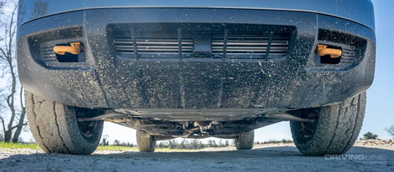 Ford Maverick Tremor ground clearance front bumper and skidplate underside view