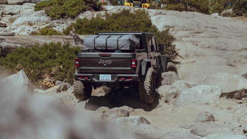 Jeep Gladiator Rubicon on 40s Rubicon Trail Rear view