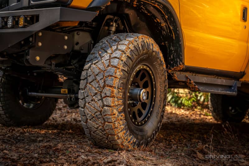 37x12.50R17 Nitto Ridge Grapplers Ford School bus mud on tire