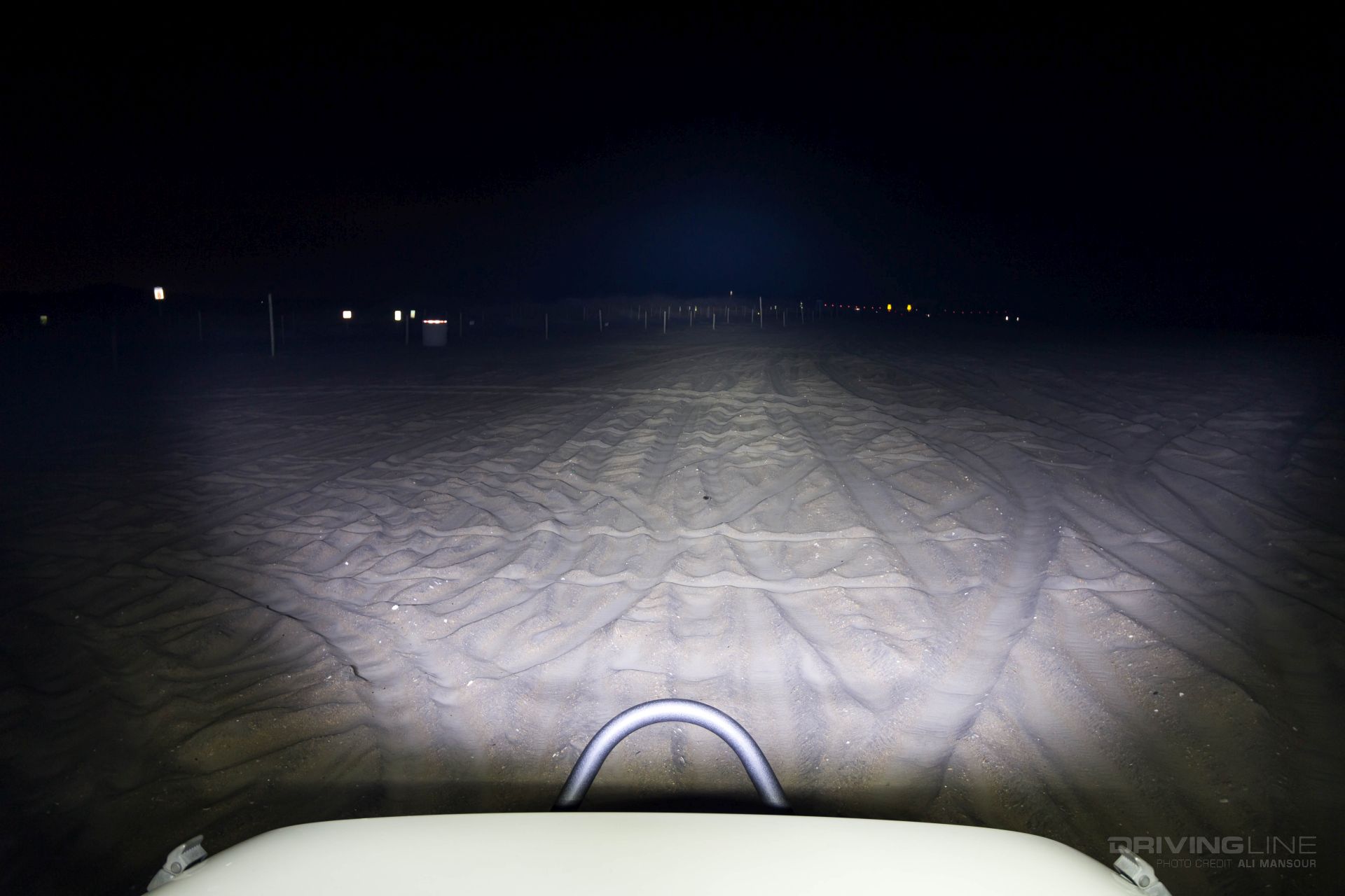 Jeep Wrangler Lightbar windshield perspective night shot on beach