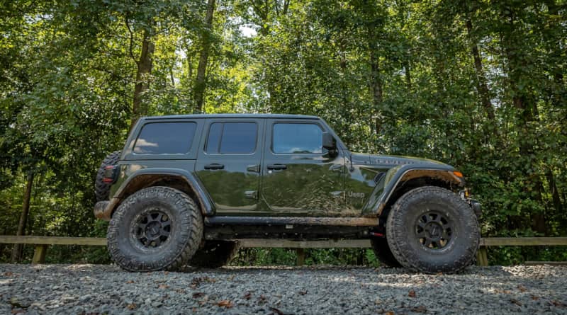 2021 Jeep Wrangler Rubicon 392 on 38's Sarge Green Off-road side view