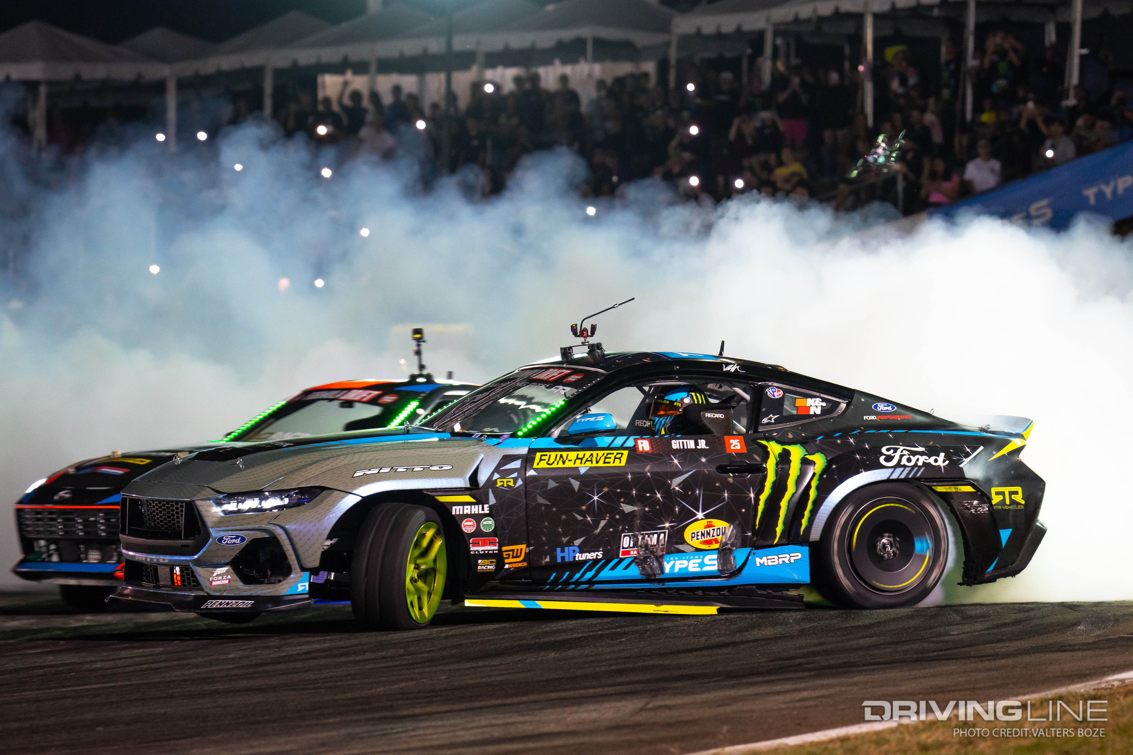 Vaughn Gittin Jr. vs Chris Forsberg in Final tandem drift battle at 2023 FDATL