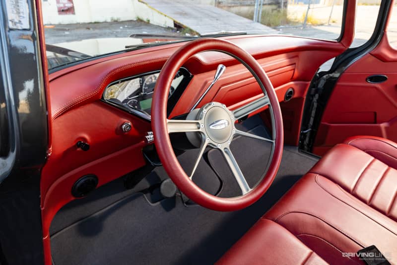 Interior of Kirk Sannella's ‘57 Chevy 3100
