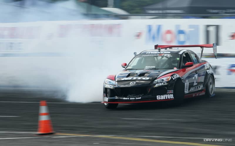 The Bergenholtz Racing Mazda RX8 pushed nearly 800whp out of the 3-rotor engine, and was piloted by several drivers including Chelsea Denofa