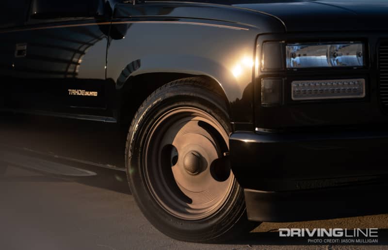 Closeup of Lowered Chevrolet Tahoe on Belltech Suspension