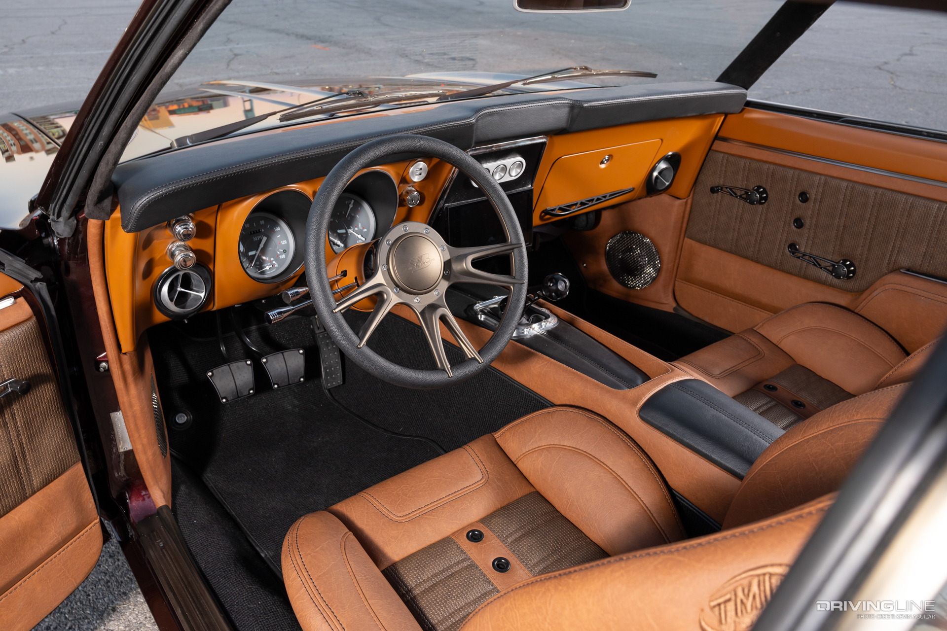 Interior of US Speed and Custom's 1967 Cardinal Camaro restomod