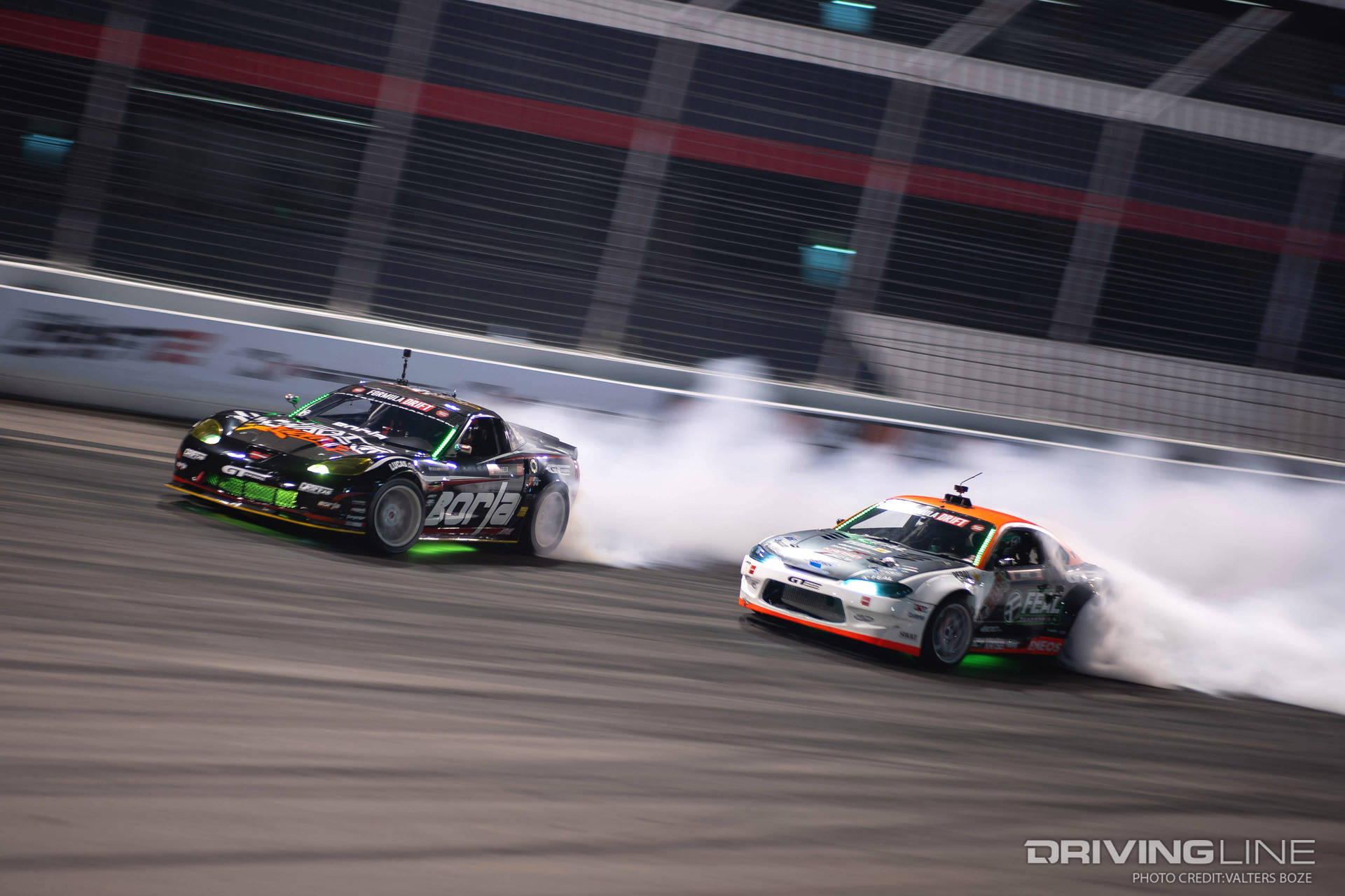 Matt Field tandem Drifting against Odi Bakchis at 2023 Formula Drift St Louis