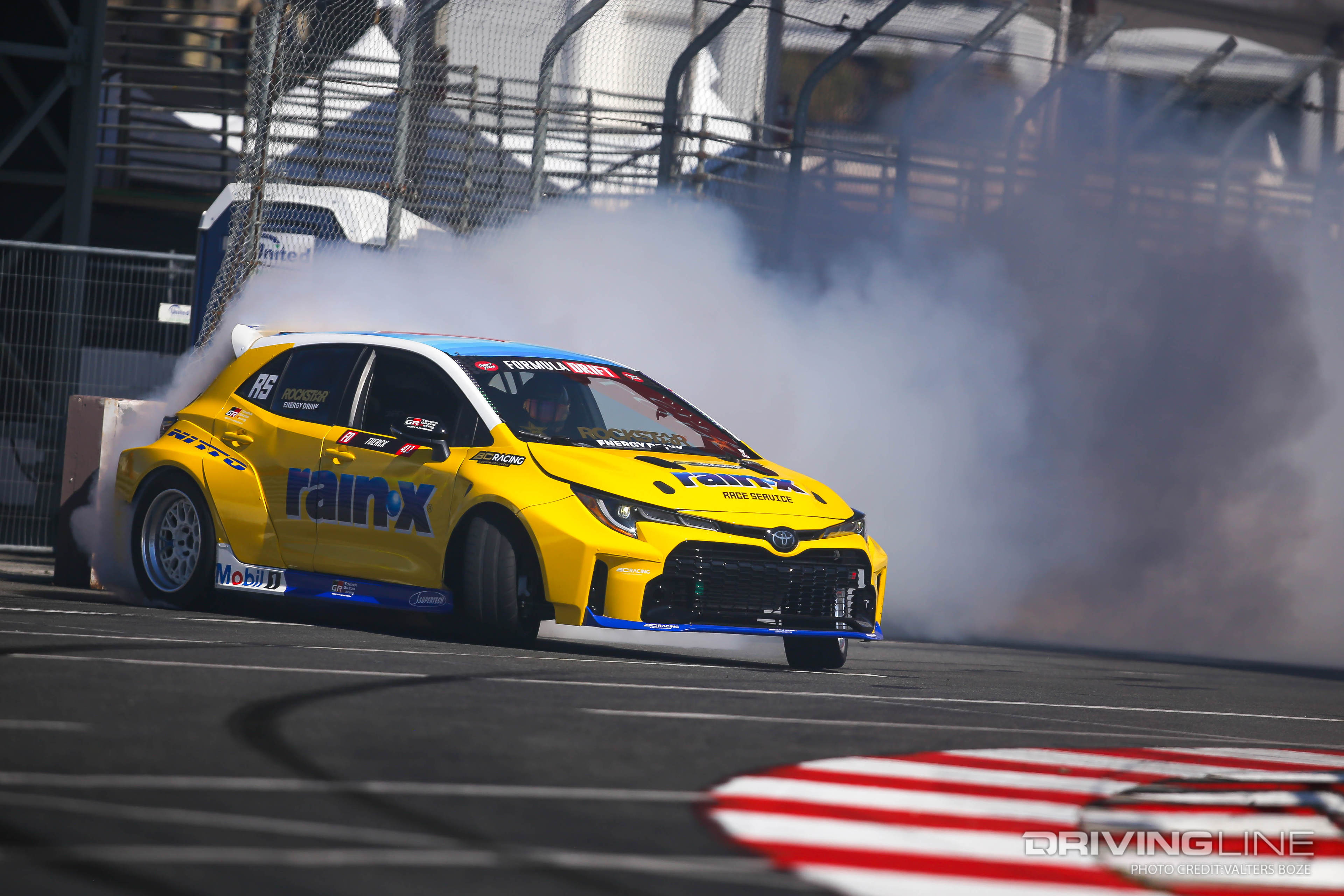 Ryan Tuerck drifting at 2023 Formula Drift Long Beach