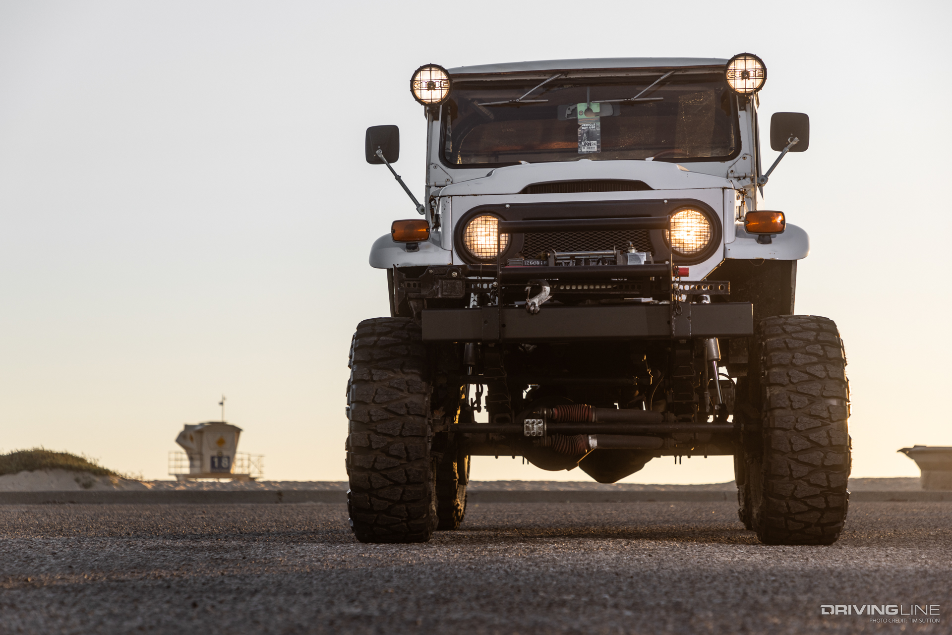 toyota fj40 running nitto mud grappler tires at the beach