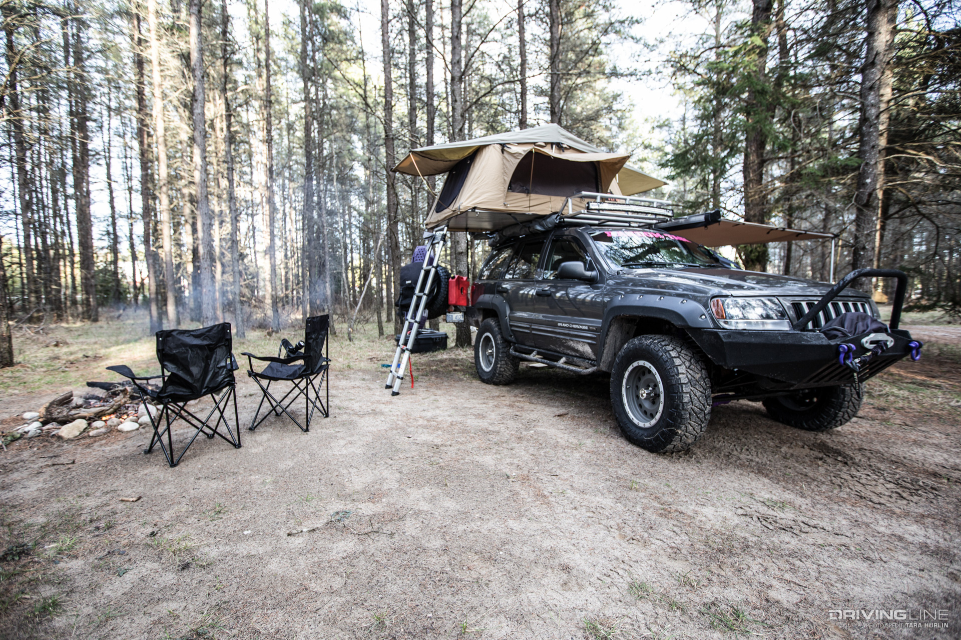Overland camping in Jeep Grand Cherokee on Nitto Ridge Grappler tires
