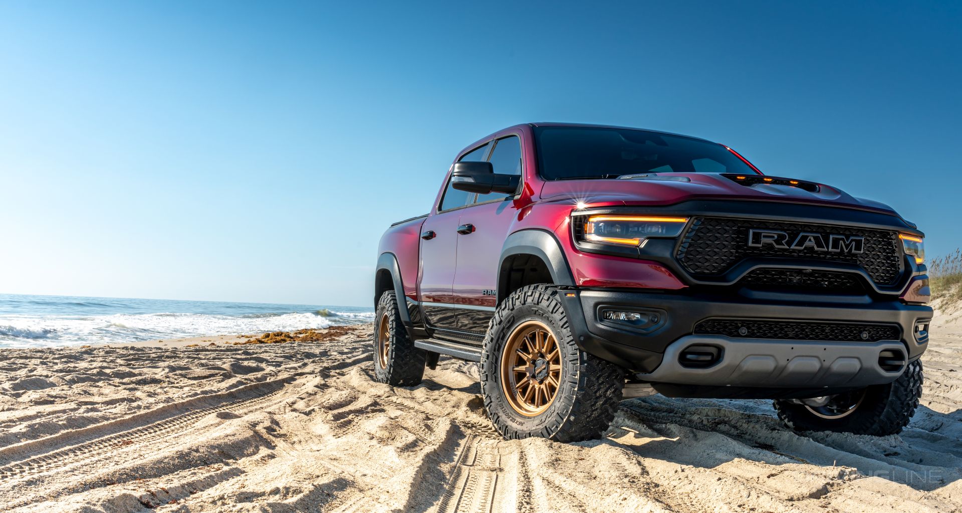 Ram TRX Final Edition Beach Shot front 3/4 view