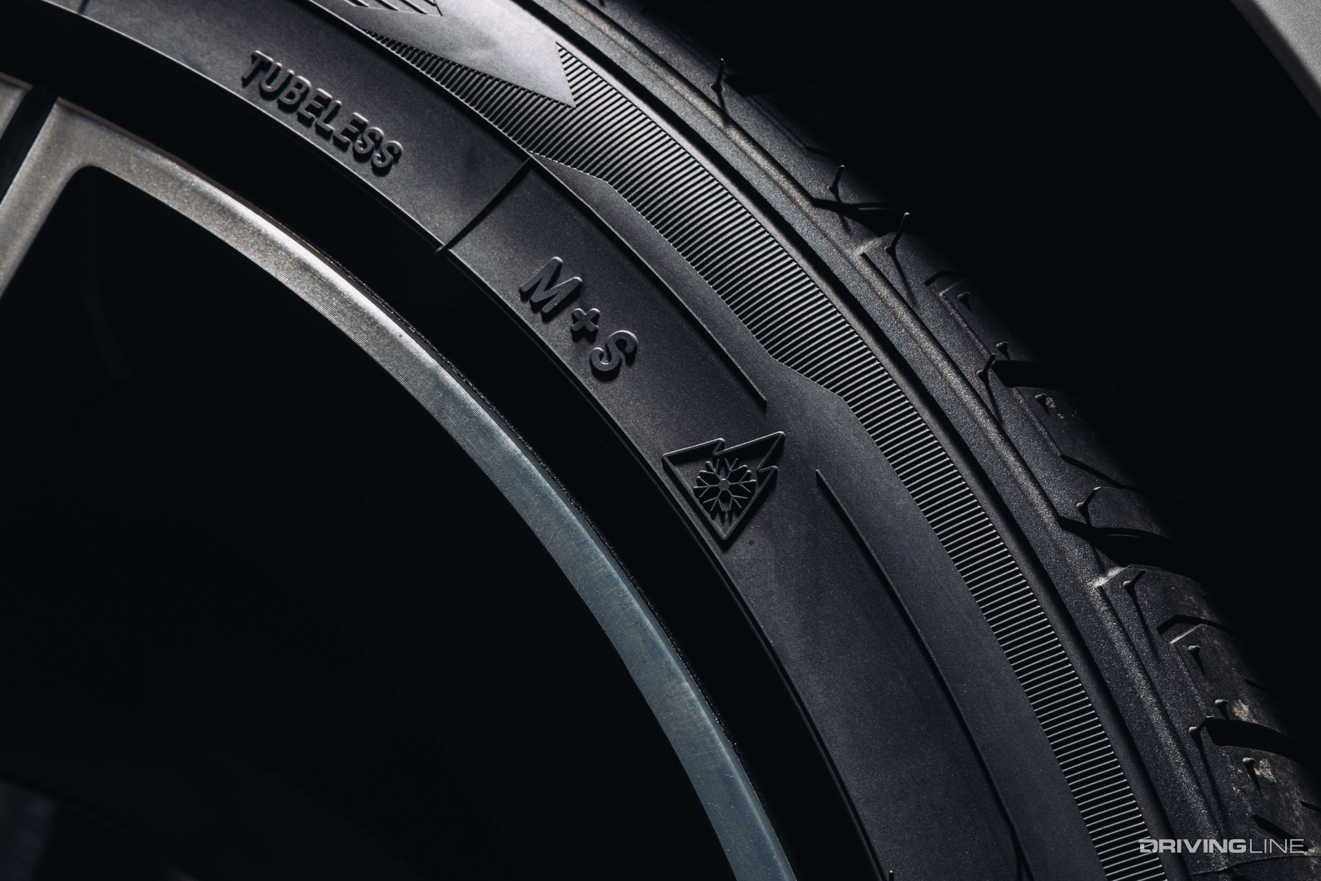 3 Peak Mountain snowflake symbol on the sidewall of a Nitto Motivo 365 tire