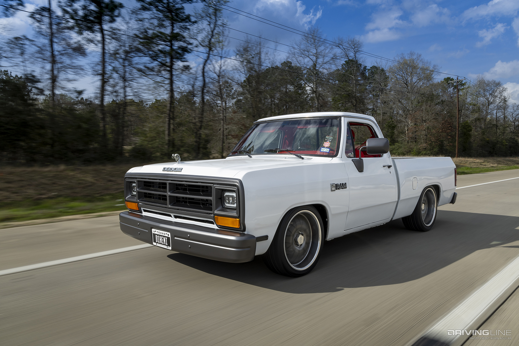 Front of Justin Reed's ’89 Dodge Ram D150 While Driving