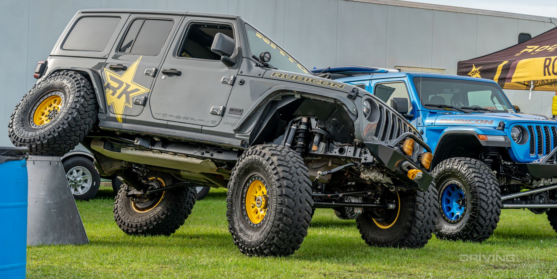 Rock Krawler Suspension JL Jeep Beach display yellow wheels