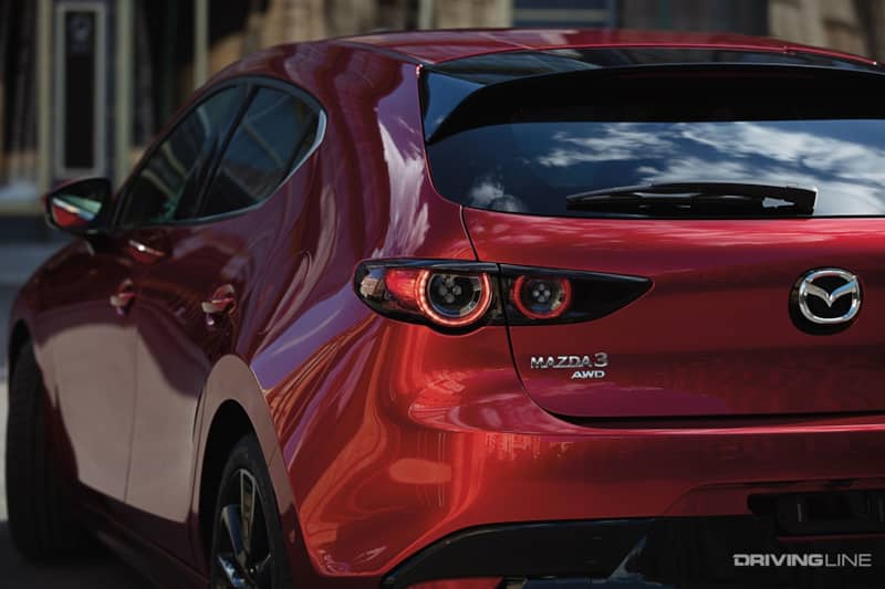 2021 Mazda 3 Turbo rear view close-up hatch