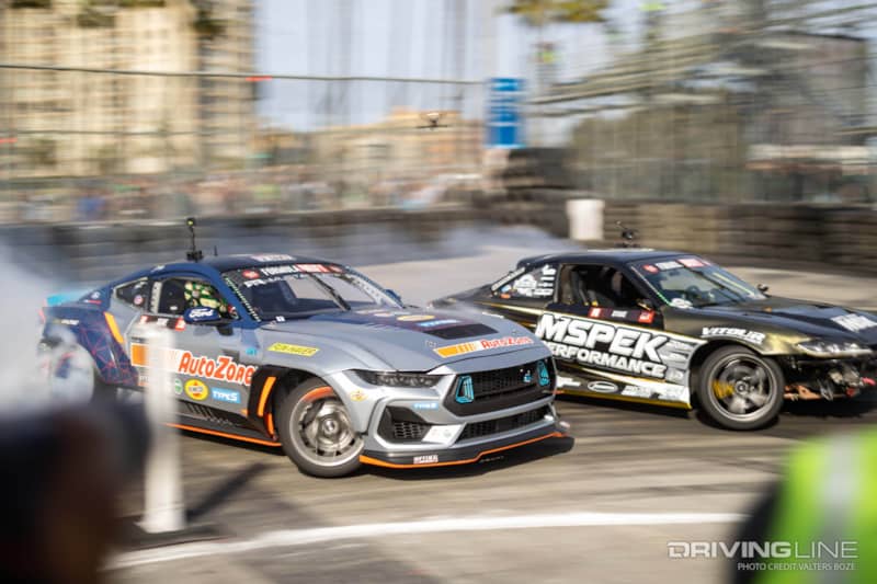 James Deane Tandem Drifting against Stuke at 2023 Formula Drift Long Beach