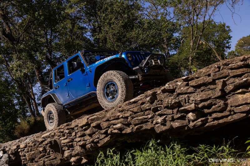 Blue Jeep Wrangler on Nitto Ridge Grappler tires