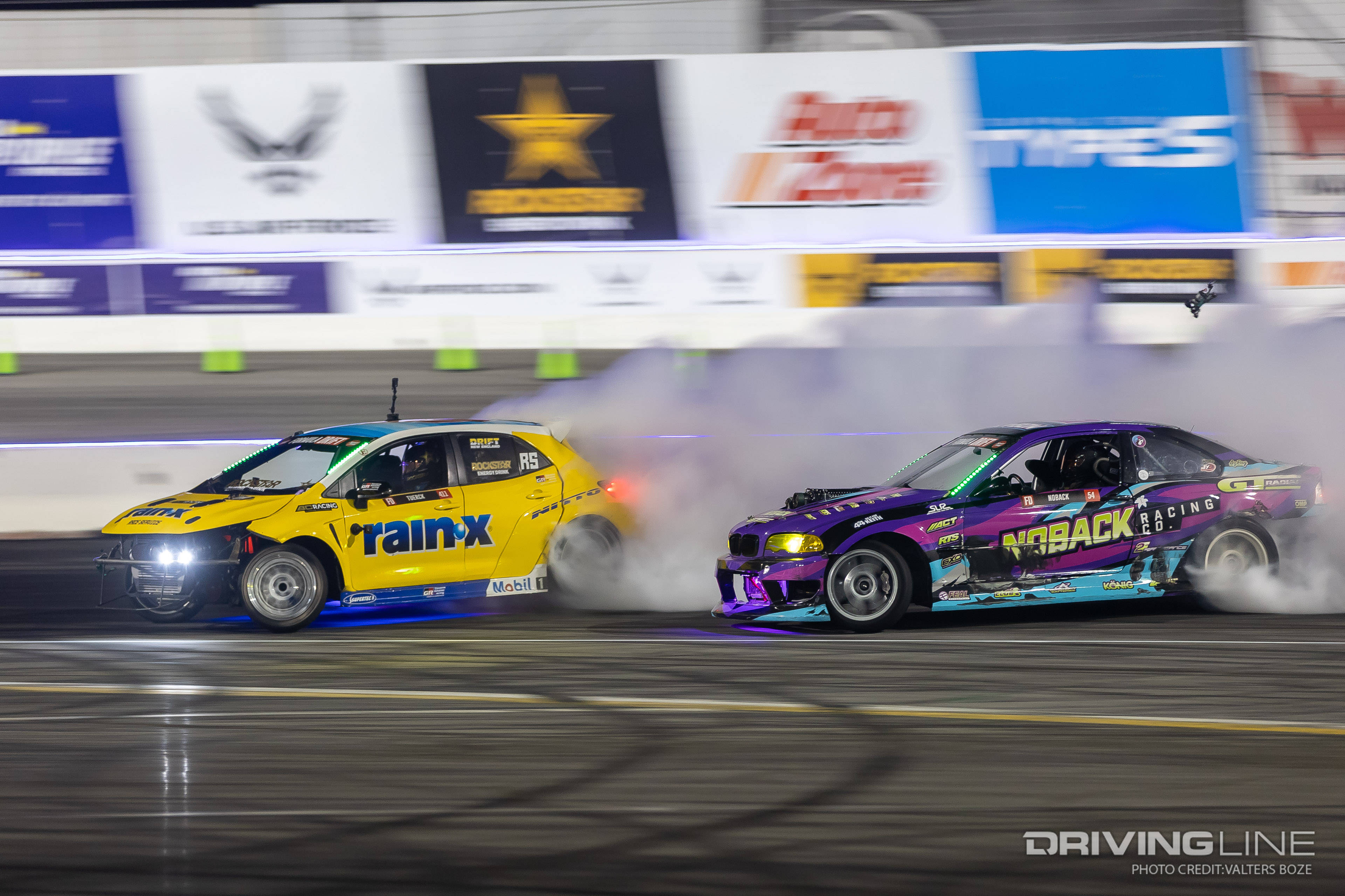 Ryan Tuerck tandem drifting against Nick Noback at 2023 Formula Drift Irwindale