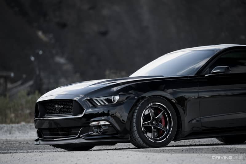 2015 Ford Mustang GT front end shown with lowering springs