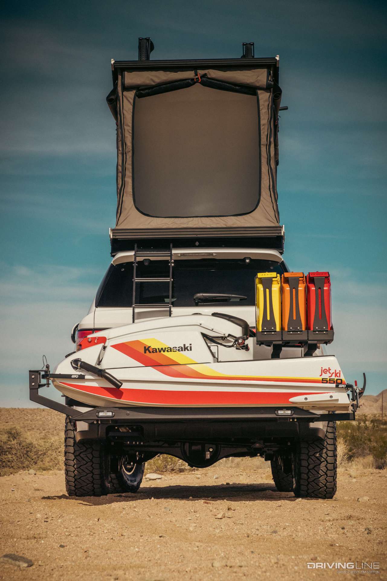 Rooftop tent and custom jet ski mount on 2023 Toyota Sequoia Overland Concept