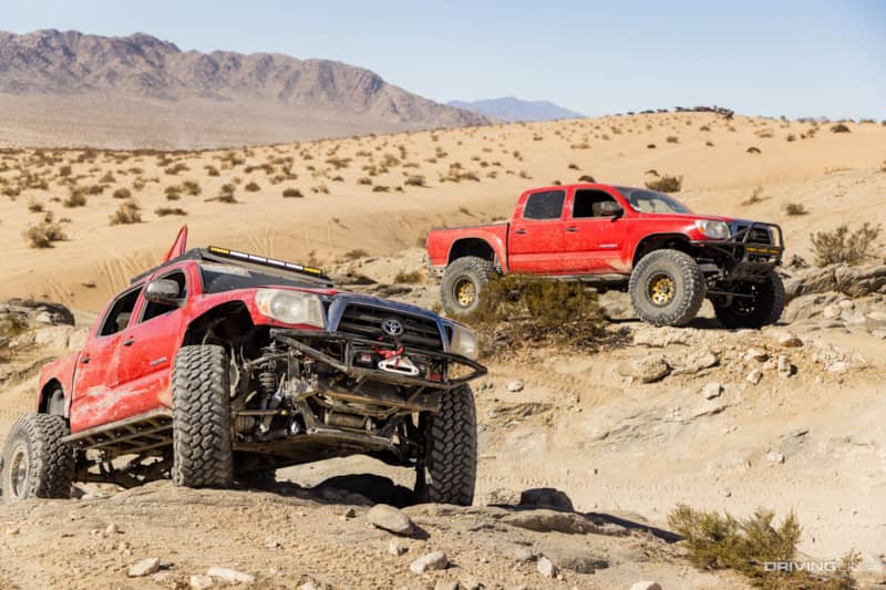 Two Toyota Tacomas, one with IFS the other with straight axle front