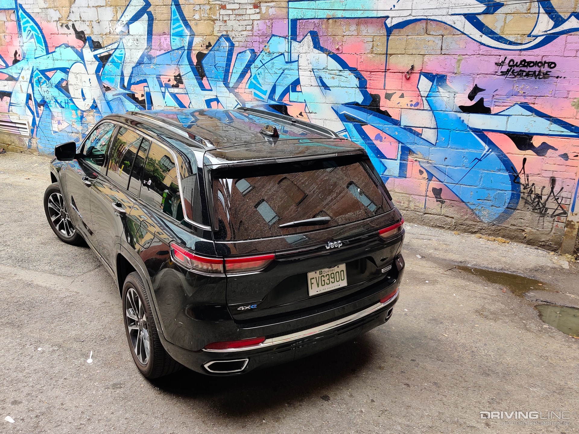 2023 Jeep Grand Cherokee 4xe rear view in alley