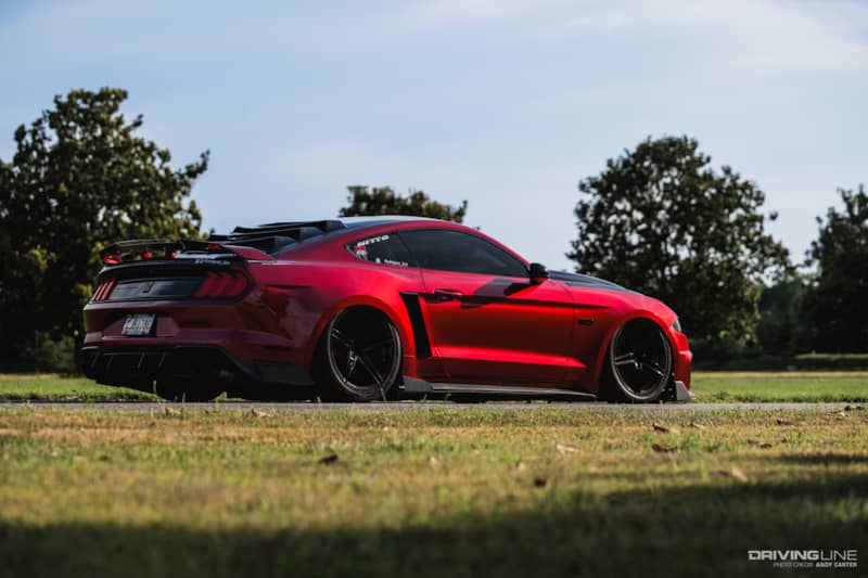 red 2018 S550 Mustang GT passenger side rear 3/4