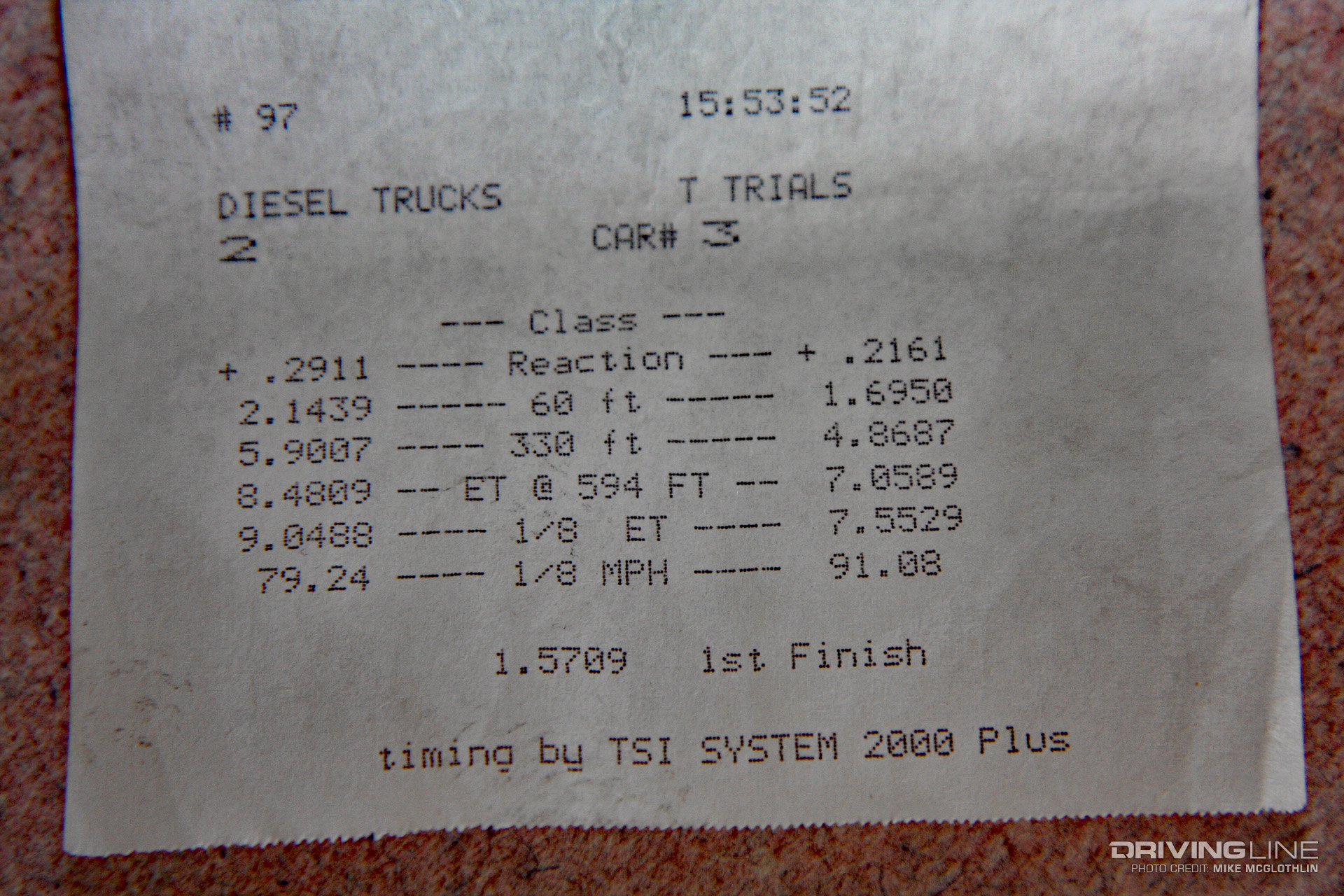 Drag Strip Timeslip 6.4L Power Stroke Diesel Ford Super Duty
