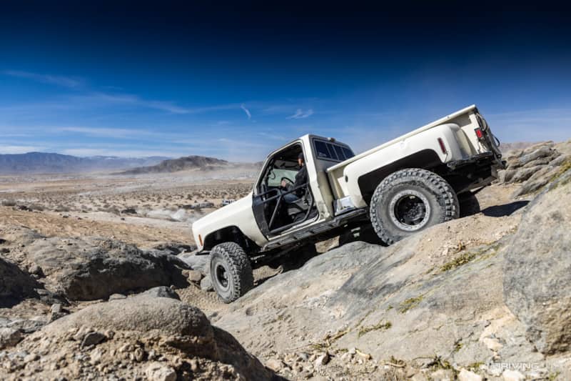 Grant Chapman's 1977 chevy K10 off-roading in rocks