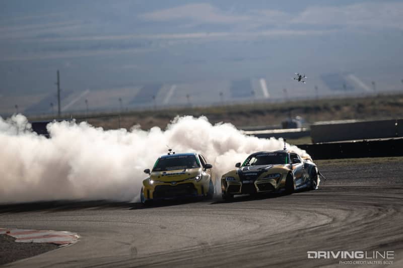 Ryan Tuerck tandem drifting against Fredric Aasbo at 2023 Formula Drift Utah