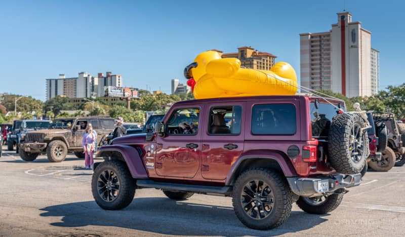 MB Jeep Jam giant duck on roof of Snazzberry JL