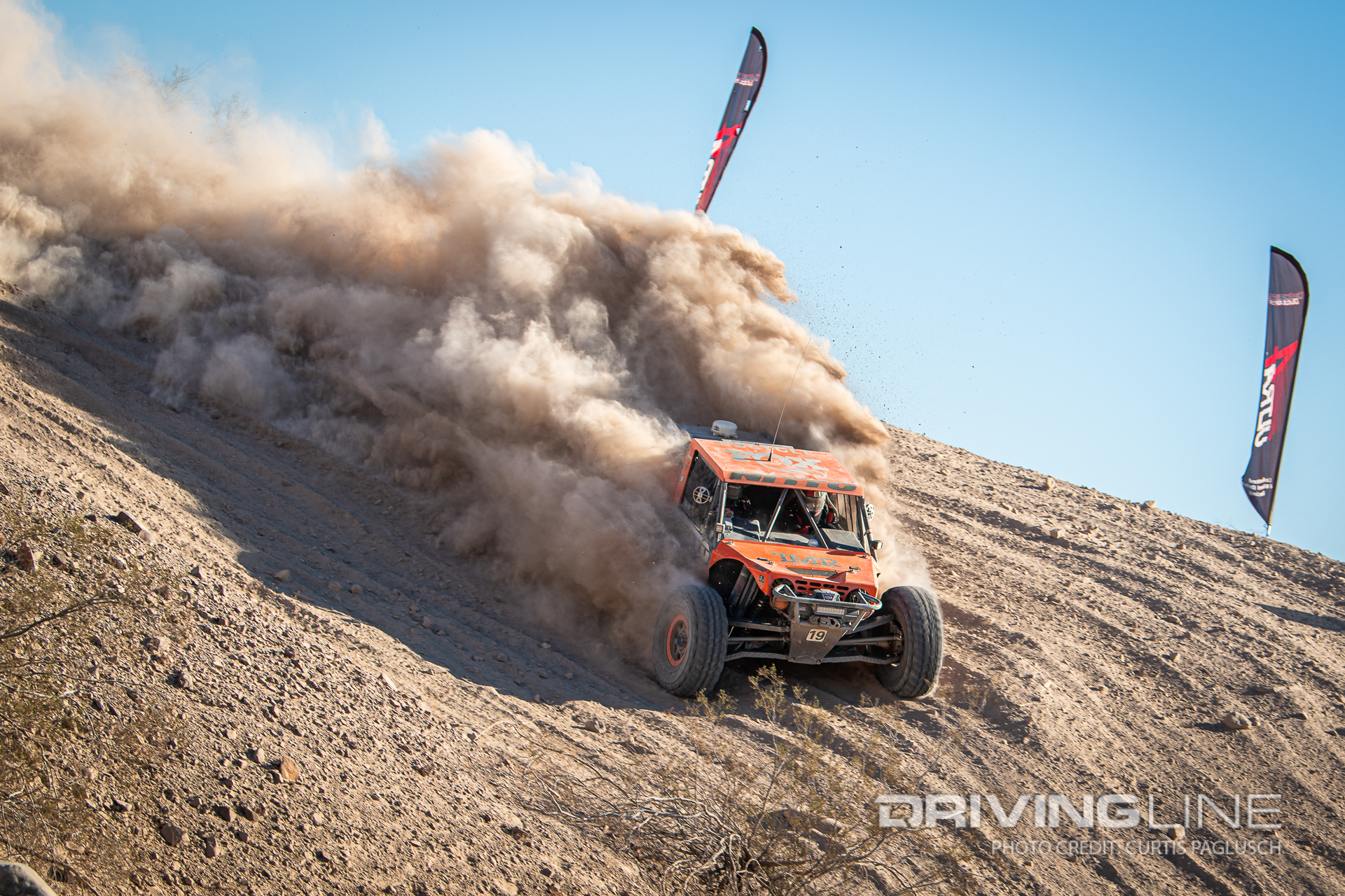 Paul Horschel drifting his 4400 Ultra4 car at the 2023 Legends of the Havasu