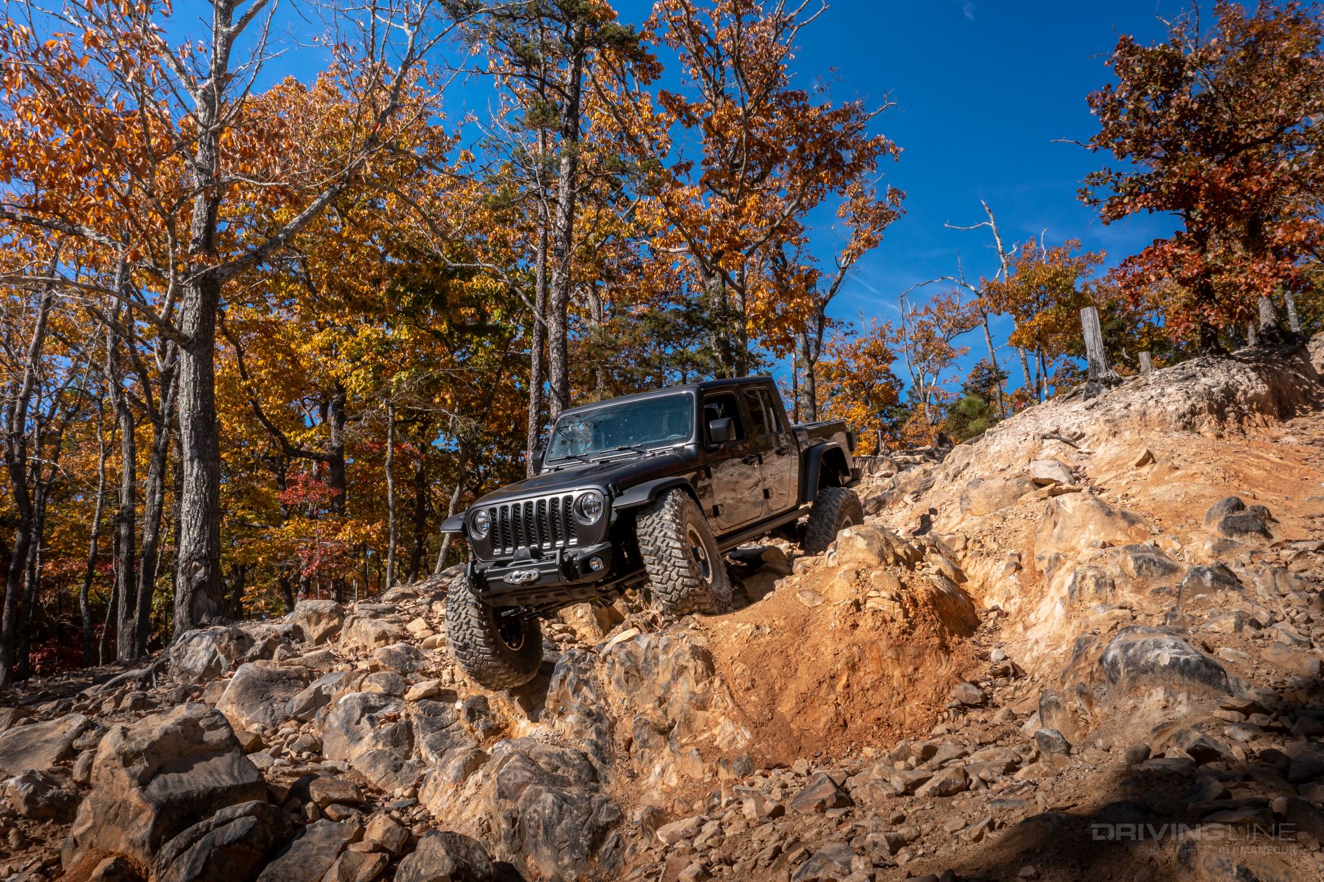 Jeep Gladiator Rubicon on 40's rock crawling uwharrie National Forest