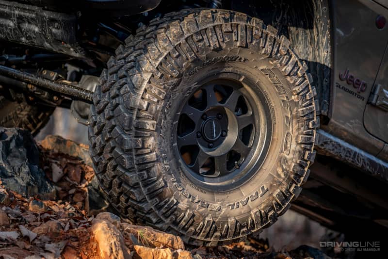 38x13.50R17 Nitto Trail Grappler Tires on black method 701 wheels
