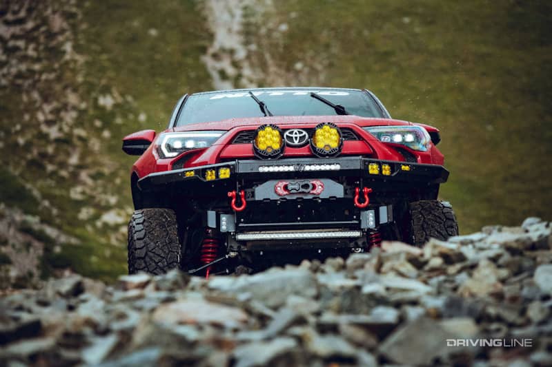 Toyota 4Runner with winch and Nitto banner on windshield