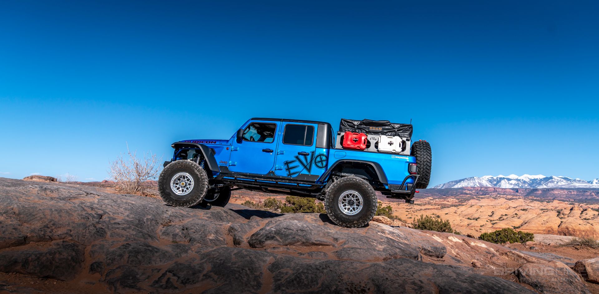 Jeep Gladiator Rubicon Hydro Blue on 40s Moab Utah EVO MFG